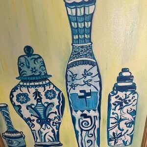 Blue and Green Decorative Vase Art